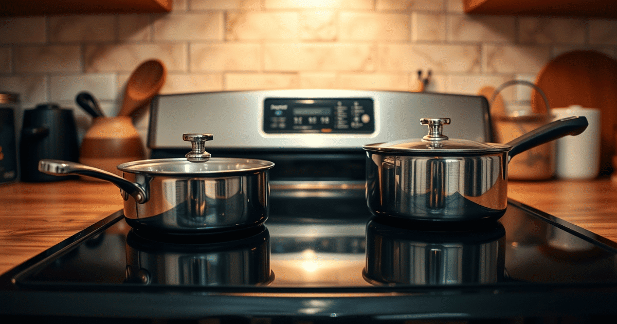 a two pots on a stove