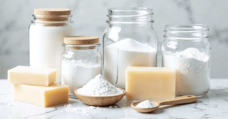 glass jars with homemade laundry detergent